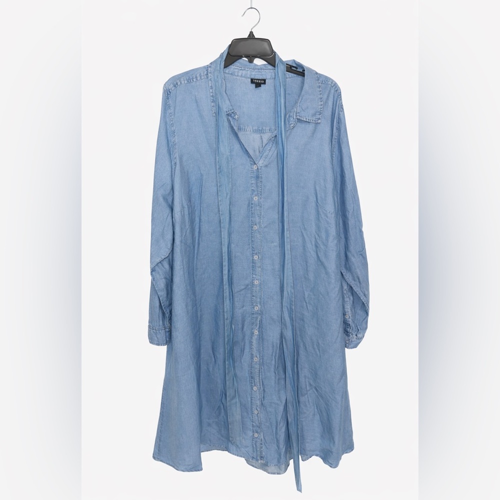 Torrid Light Blue Denim Shirt Dress with Belt